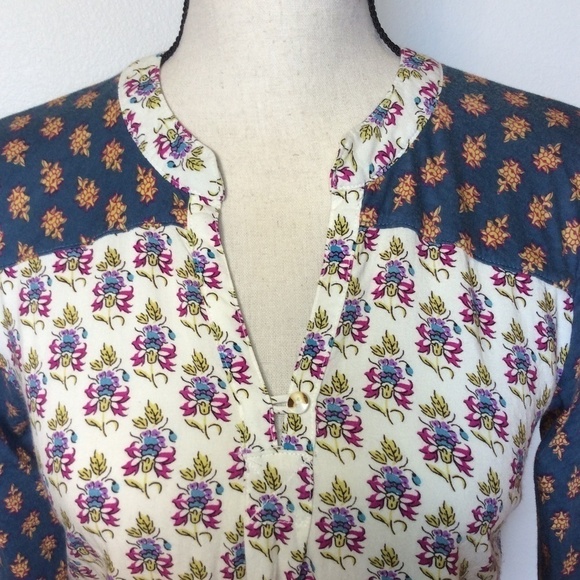 Maeve Colorful Print 3/4 Sleeve Pullover Top Sz-XS - Picture 3 of 4